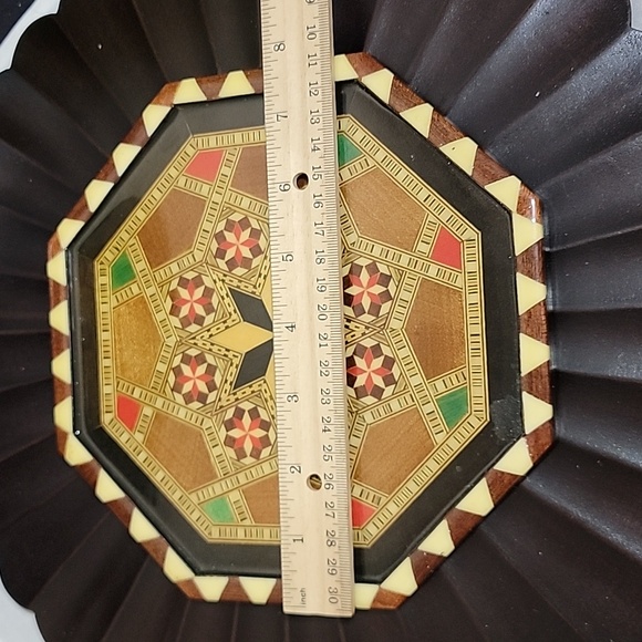 Vintage Octagonal Inlaid Wood Trivet/Wall Decor - Picture 3 of 5